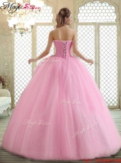 Hot Sale Sweetheart Rose Pink Discount Quinceanera Dresses with Beading