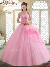 Hot Sale Sweetheart Rose Pink Discount Quinceanera Dresses with Beading