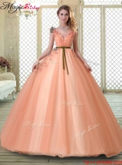 Hot Sale V Neck Discount Quinceanera Dresses with Appliques and Beading