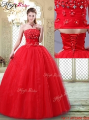 Inexpensive Strapless 2016 Prom Dresses with Hand Made Flowers