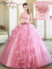Lovely Strapless 2016 Quinceanera Dresses with  Appliques and Ruffles