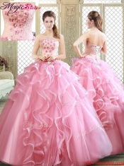 Lovely Strapless 2016 Quinceanera Dresses with Appliques and Ruffles