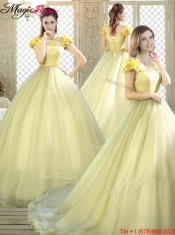 New Arrivals Bateau Brush Train Quinceanera Dresses