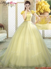 New Arrivals Bateau Brush Train Quinceanera Dresses
