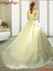 New Arrivals Bateau Brush Train Quinceanera Dresses