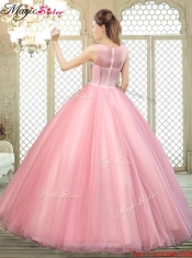 New Style Scoop Discount Quinceanera Dresses with Zipper Up