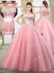New Style Scoop Discount Quinceanera Dresses with Zipper Up