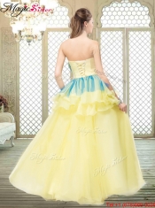 Perfect A Line Strapless Prom Dresses with Bowknot and Ruffles