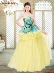 Perfect A Line Strapless Prom Dresses with Bowknot and Ruffles