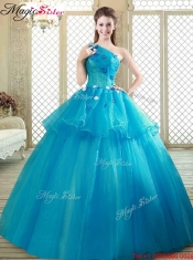 Popular One Shoulder Quinceanera Dresses with Ruffles and Appliques