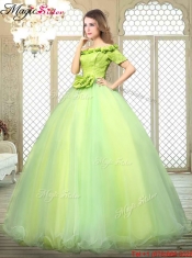 Pretty Off the Shoulder Discount Quinceanera Dresses with Hand Made Flowers