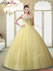 Romantic Strapless Quinceanera Gowns with Appliques and Beading for Fall