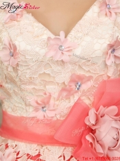 Spring Straps Quinceanera Dresses with Appliques and Hand Made Flowers