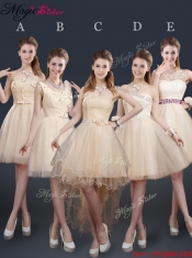 2016 Fashionable Strapless Lace Champagne Prom Dresses