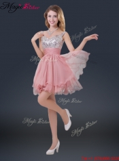 2016 Wonderful Short Straps Paillette Dama Dresses for Summer