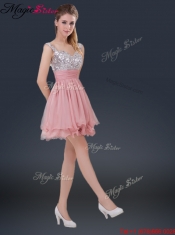 2016 Wonderful Short Straps Paillette Dama Dresses for Summer