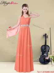 Cheap Empire One Shoulde Prom Dresses with Ruching and Belt for Fall
