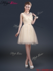 Cheap Scoop Prom Dresses with Appliques and Belt for 2016