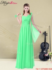 Elegant Straps Floor Length Prom Dresses with Ruching and Belt for Summer