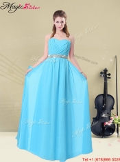 Fall Lovely Straps Floor Length Prom Dresses with Ruching and Belt for 2016