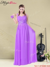 Fall Lovely Straps Floor Length Prom Dresses with Ruching and Belt for 2016