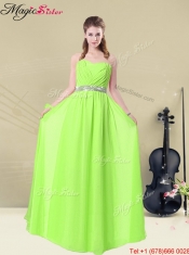 Fall Lovely Straps Floor Length Prom Dresses with Ruching and Belt for 2016