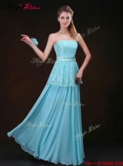 Sexy Strapless Floor Length Prom Dresses in Aqua Blue