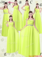 Spring Hot Sale Empire Sweetheart Belt Dama Dresses in Yellow Green for 2016