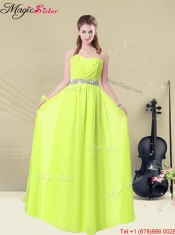 Spring Hot Sale Empire Sweetheart Belt Dama Dresses in Yellow Green for 2016