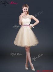 Sweet Short Prom Dresses with Appliques and Belt