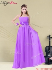 Wonderful Empire Sweetheart Prom Dresses with Ruching and Belt