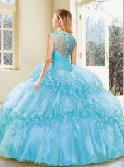 2016 Best Beading and Ruffles Quinceanera Dresses in Aqua Blue