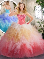 2016 Best Beading and Ruffles Quinceanera Gowns in Multi Color