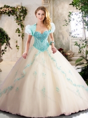 2016 Best Champagne Quinceanera Gowns with Appliques