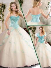 2016 Best Champagne Quinceanera Gowns with Appliques