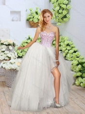 2016 Best High Slit Beading Detachable Sweet 16 Dresses in White