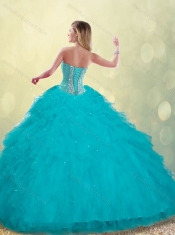 2016 Best Puffy Sweetheart Detachable Quinceanera Dresses with Beading