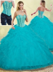 2016 Best Puffy Sweetheart Detachable Quinceanera Dresses with Beading