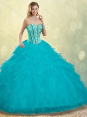 2016 Best Puffy Sweetheart Detachable Quinceanera Dresses with Beading