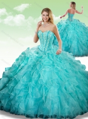 2016 Best Sweetheart Beading Turquoise Quinceanera Dresses in Turquoise