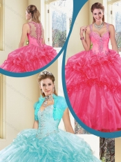 2016 Gorgeous Straps Beading Quinceanera Dresses with Ruffles