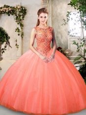 2016 Inexpensive Bateau and Beading Quinceanera Dresses