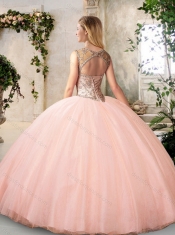 2016 Inexpensive Bateau and Beading Quinceanera Dresses