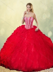 2016 Latest Sweetheart Beading Quinceanera Dresses with Ruffles