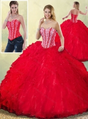 2016 Latest Sweetheart Beading Quinceanera Dresses with Ruffles