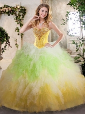 2016 Luxurious Sweetheart Quinceanera Dresses with Beading and Ruffles