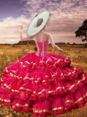 2016 New Styles Beading and Ruffled Layers Red Detachable Quinceanera Dresses