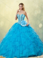 2016 New Styles Beading Detachable Quinceanera Dresses in Aqua Blue