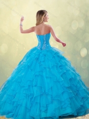 2016 New Styles Beading Detachable Quinceanera Dresses in Aqua Blue