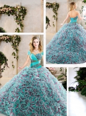 2016 New Styles Brush Train Quinceanera Gowns with Beading and Ruffles